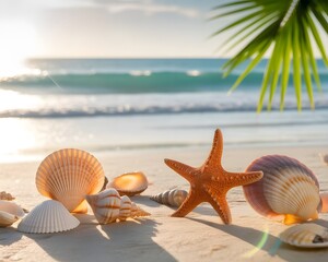 Fun starfish wearing sunglasses celebrates National Sunglasses Day. A cheerful cartoon starfish wearing pink sunglasses stands on a sandy beach, overlooking the ocean.