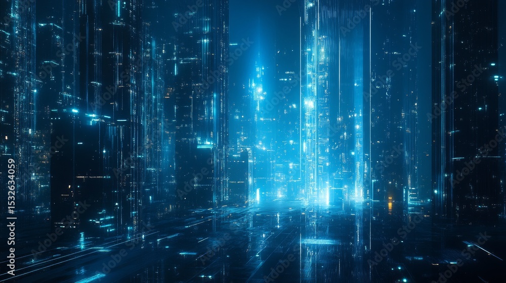 Aufkleber futuristic digital interface background with glowing data streams, holographic hud elements, and sci
