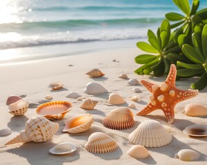 Fun starfish wearing sunglasses celebrates National Sunglasses Day. A cheerful cartoon starfish wearing pink sunglasses stands on a sandy beach, overlooking the ocean.