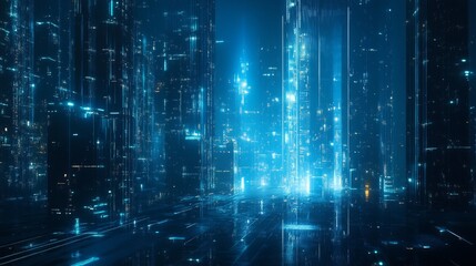 Futuristic digital interface background with glowing data streams, holographic hud elements, and sci-fi technology ambiance in abstract high-tech environment




