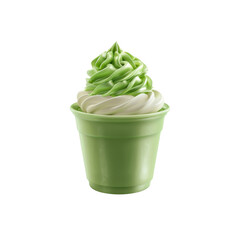 Delicious Matcha and Vanilla Swirl Soft Serve Ice Cream in a Green Cup