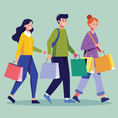 People Carrying Shopping Bags Silhouettes