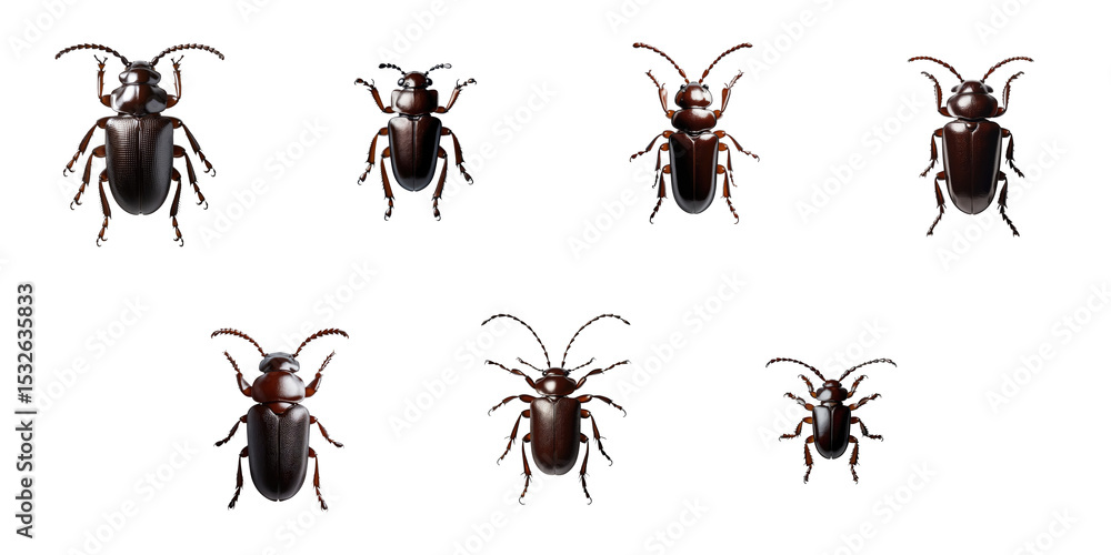 Poster drilus concolor beetles arranged in various positions displaying distinct views and features isolate