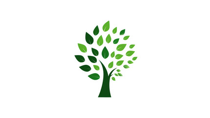 Minimalist Eco Tree Icon with Leaves Representing Clean Nature on Transparent Background

