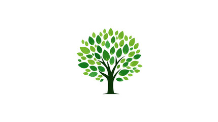 Obraz premium Minimalist Eco Tree Icon with Leaves Representing Clean Nature on Transparent Background