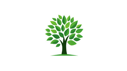 Obraz premium Minimalist Eco Tree Icon with Leaves Representing Clean Nature on Transparent Background