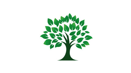 Minimalist Eco Tree Icon with Leaves Representing Clean Nature on Transparent Background

