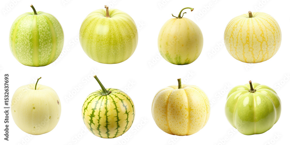 Aufkleber variety of pepino melons with different colors and shapes isolated on transparent background detaile