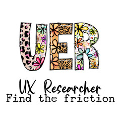 Colorful UX Researcher Design with Flowers and Leopard Print