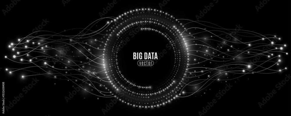 Poster futuristic background visualizing the concept of digital big data and data flow for technology banne