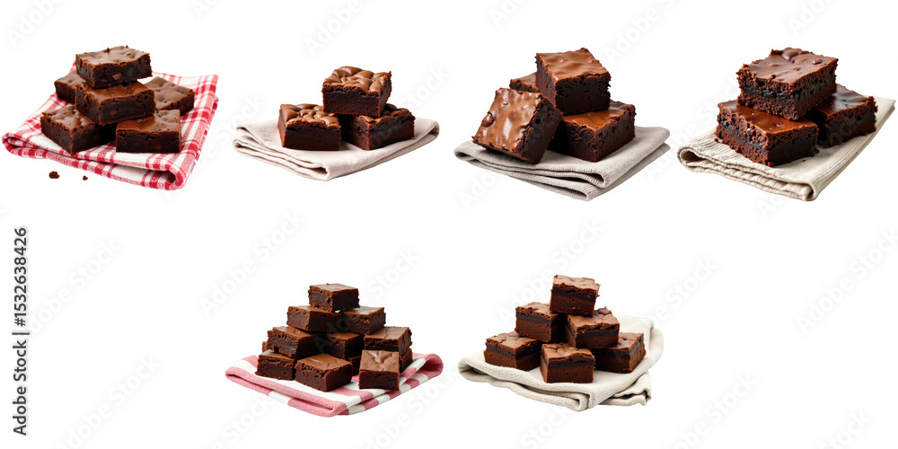 Aufkleber assorted homemade brownies arranged on decorative towels with a transparent background showcasing di