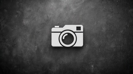 Minimalist Creative Design Banner with Camera Icon on Dark Background
