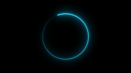 Neon blue circle frame loading icon background illustration in retro style and creating a stunning 4k illustration .