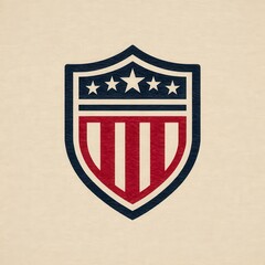 Minimal Creative Shield Emblem Design with Stars and Stripes