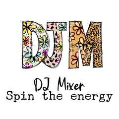 DJ Mixer Spin the Energy Colorful Design with Flowers and Leopard Print
