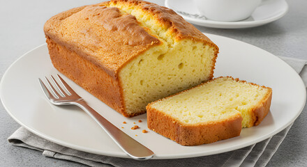 Sliced Loaf Cake on Plate
