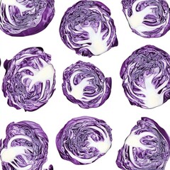 Obraz premium Vibrant Purple Cabbage Slices: A colorful arrangement of freshly cut purple cabbage slices, their intricate textures and vivid hues inviting viewers to a culinary exploration.