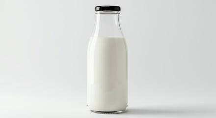 Glass bottle of milk product shot