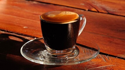 Espresso coffee in small shot. 