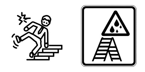 Naklejka na ściany i meble The image of a slippery road on a white background serves as a contemporary warning sign for the risk of falling and getting into accidents in a modern eps format