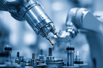 Advanced robotic arms performing precision assembly in a modern manufacturing facility