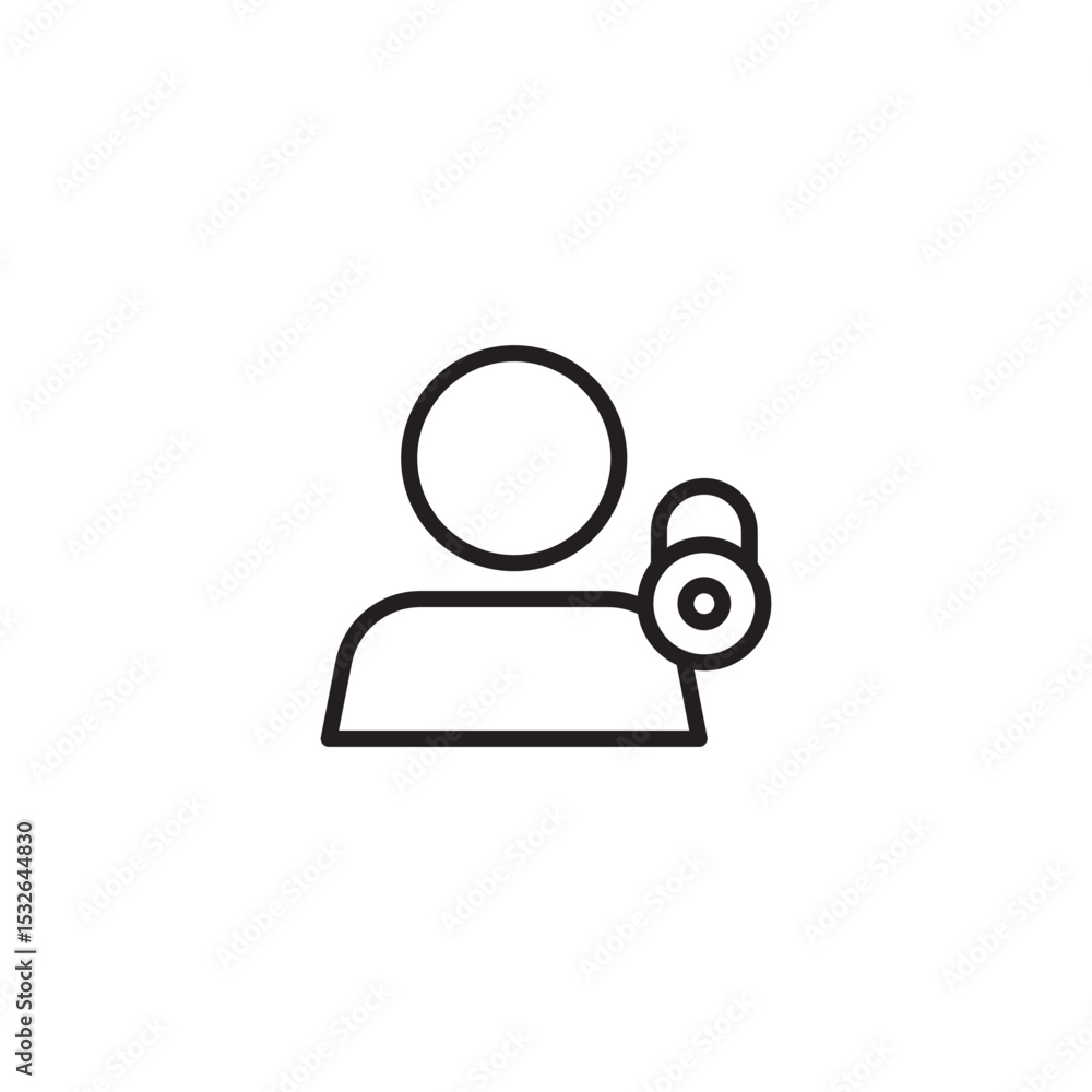Poster an icon representing a secure user account, featuring a silhouette of a person with a padlock, symbo