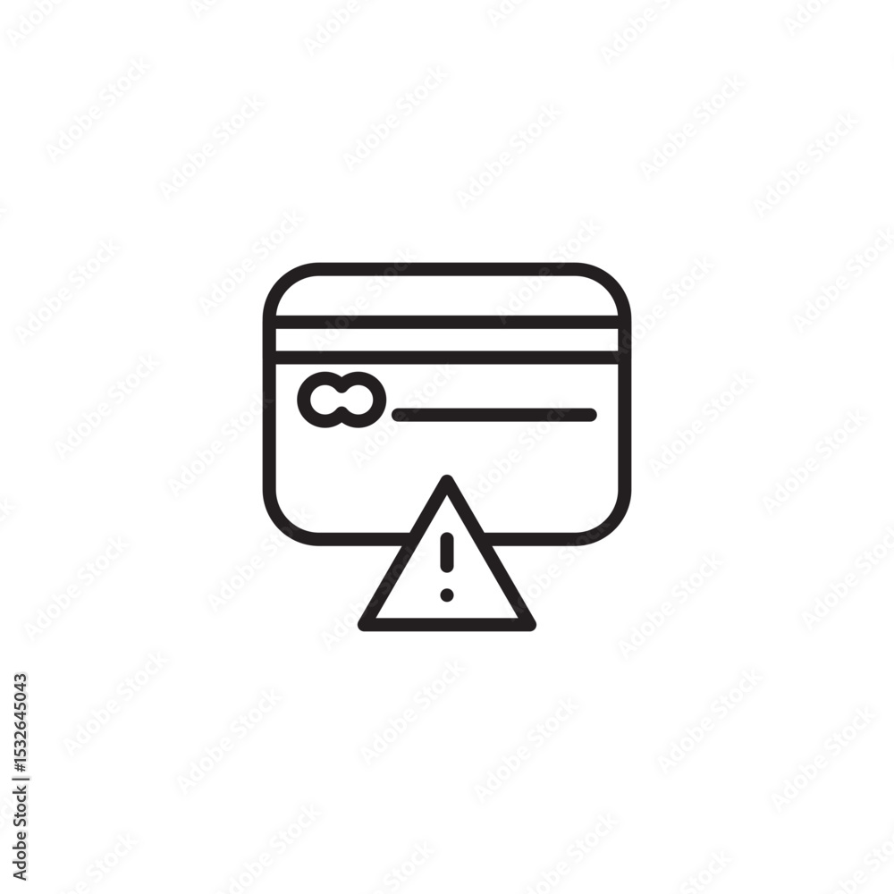 Aufkleber an icon indicating a credit card issue or warning, featuring a credit card with a warning triangle a