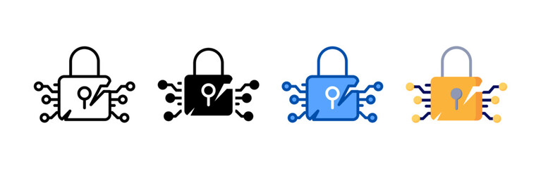 Cyber attack icon set bundle. Multi style icon collection perfect for websites, apps, and presentations. Simple vector icon collection
