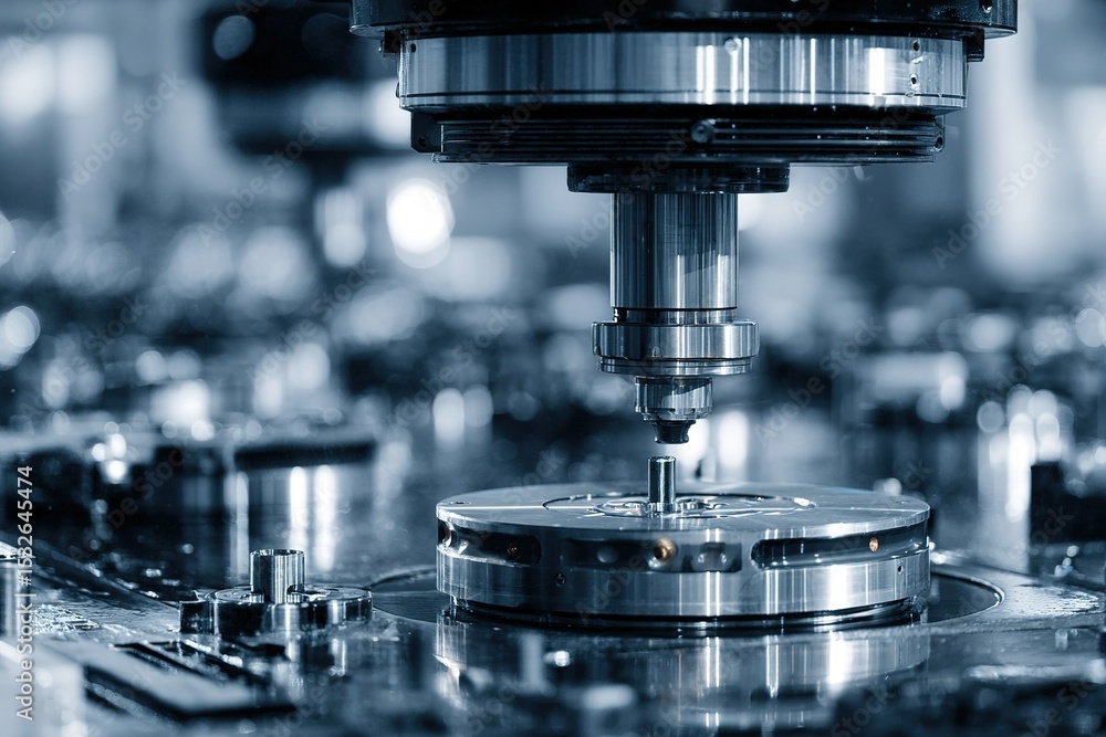 Aufkleber precision machining process in a modern industrial setting showcasing intricate machinery and compon