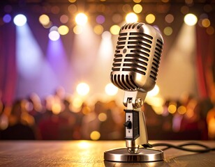 Retro microphone on stage