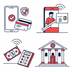 Vector Clipart Set of Banking and Online Payment Elements