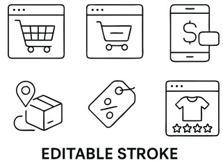 Outline Icons – E-commerce & Online Business Elements Vector Set