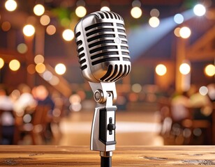 Retro microphone on stage