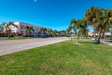 A luxurious stroll through Naples, Florida's Old Town, with elegant boutiques and historic buildings lining the avenue.