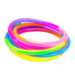 Neon Glow Bracelets, Glowing neon bracelets on dark wood; party supplies, isolated on transparent background