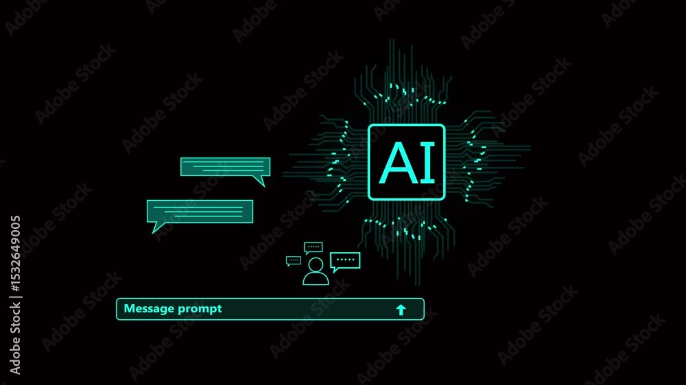 Aufkleber chat with ai or artificial intelligence technology. chatting virtual with an intelligent artificial 
