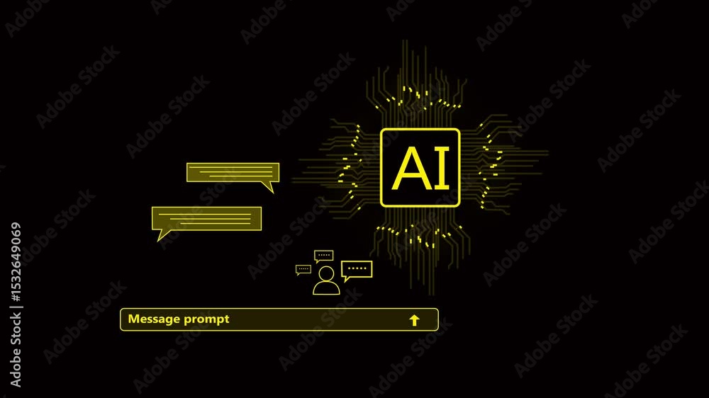Poster chat with ai or artificial intelligence technology. chatting virtual with an intelligent artificial 