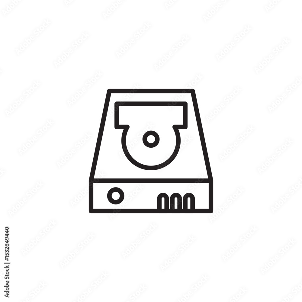 Aufkleber an icon representing an external hard drive or media storage, featuring a device with a disc slot, s