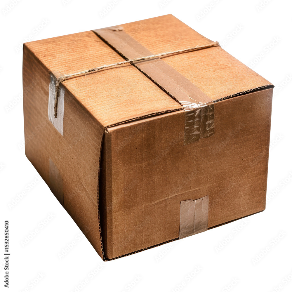 Aufkleber brown cardboard box with tape and simple design, commonly used for shipping and storage. this sturdy