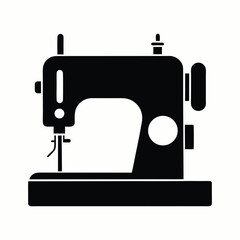Isolated on white, this vintage sewing machine vector illustration features a needle and thread, highlighting the antique craft tool for textile and fashion