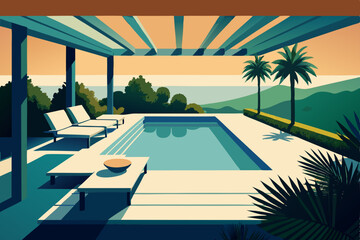 swimming pool in tropical resort