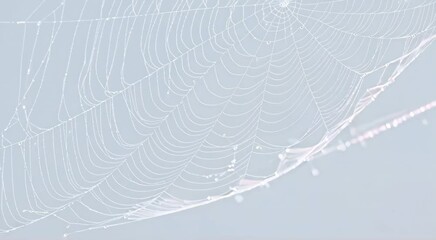 Close up of spider web with dew on white background, minimalist element for creative designs - Powered by Adobe