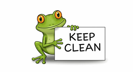 Frog with a keep clean sign