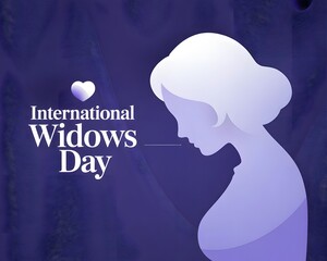 A thoughtful silhouette honors International Widows Day. A solemn yet elegant graphic for International Widows Day.