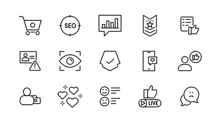 Like linear icon set. Thumbs up, liked, favorable, appreciation, affirmative, validation, favorite, endorse, right, ok, great outline vector icon set. UI thin line icon pack.