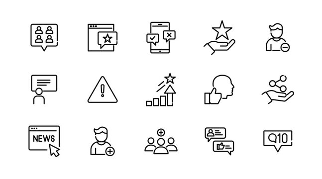 Like linear icon set. Thumbs up, liked, favorable, appreciation, affirmative, validation, favorite, endorse, right, ok, great outline vector icon set. UI thin line icon pack.