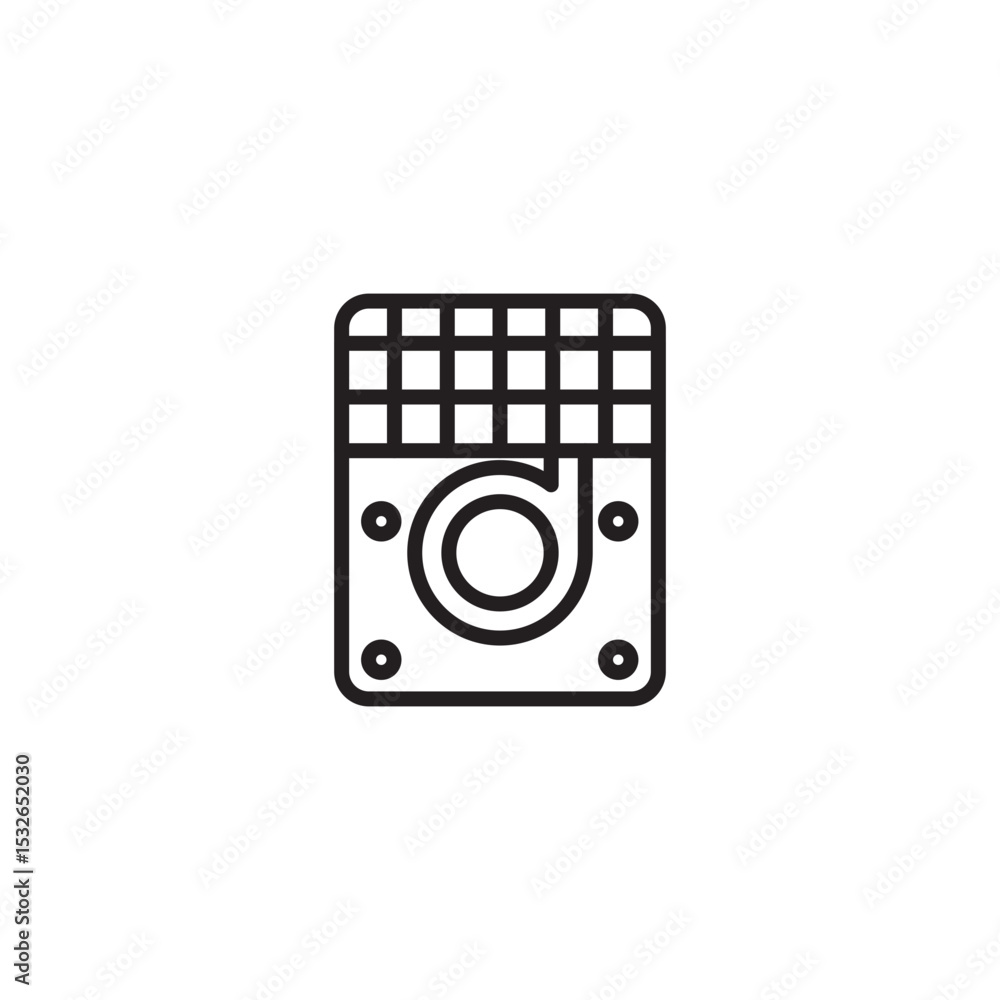 Aufkleber an icon representing secure hard drive access, featuring a hard drive with a grill-like pattern on t