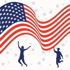 American flag being held by two people celebrating patriotism 4th of july independence Day Ai-Generated