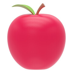 red apple 3d icon in cartoon plastic style minimal isolated on transparent white background, clipping path	