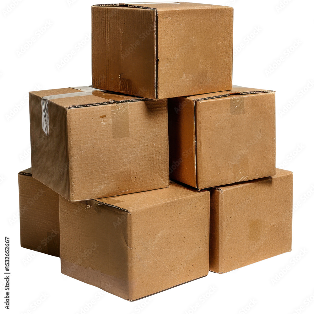 Poster stacked cardboard boxes create practical and organized storage solution, ideal for shipping or movin